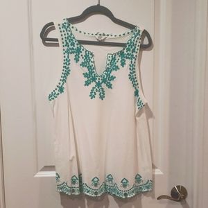 Crown & Ivy Large 100% Cotton Embroidered Top